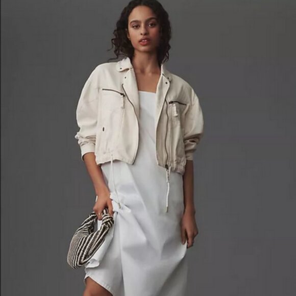 Anthropologie Pilcro Tidal Moto Utility Jacket Zipper Pocket XL